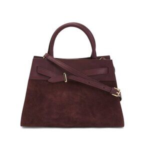 MARINA GALANTI Bordeaux Made In Italy Leather Belted Satchel